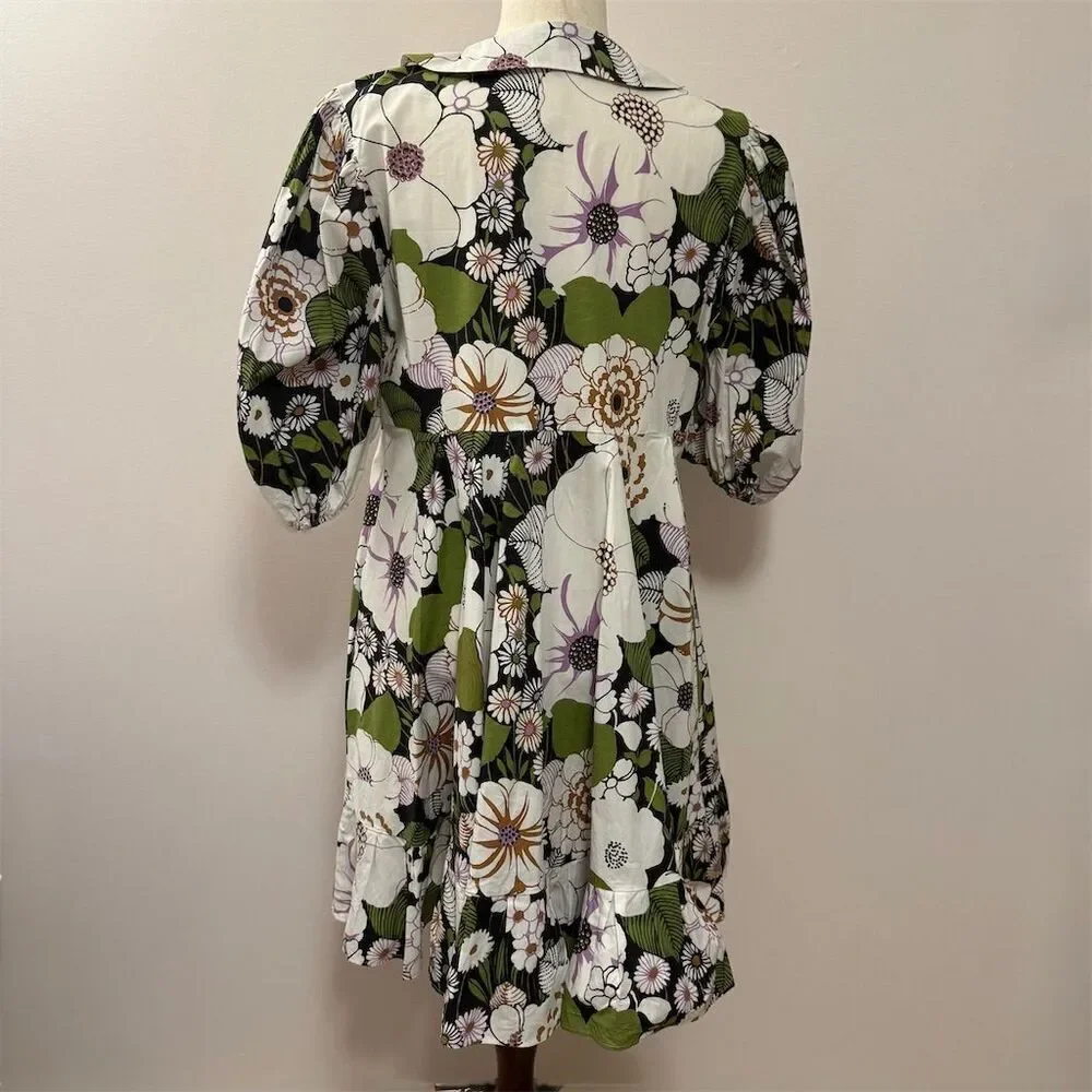 Maje Rafleur Floral Print Mini Dress Size 42 Multicolor Short Sleeve